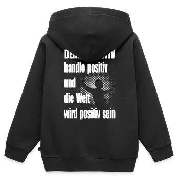 Positiv Denken Motivationsspruch Mann - Kinder Premium Organic Zip Hoodie - Schwarz - Hinten - AI Model Kid Male (0cm)