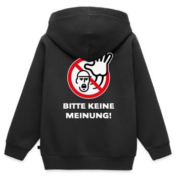 Bitte Keine Meinung! (Warnzeichen Warnschild / 3C) - Kinder Premium Organic Zip Hoodie - Schwarz - Hinten - AI Model Kid Male (0cm)