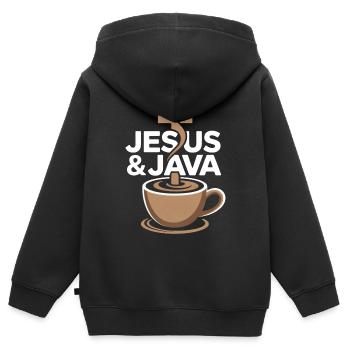 Inspiration and coffee with Jesus & Java - Kids Premium Organic Zip-up Hoodie - black - Back - AI Model Kid Male (0cm)