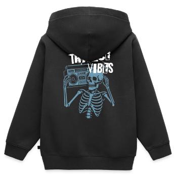 Trance Vibes Skelett-Boombox - Kinder Premium Organic Zip Hoodie - Schwarz - Hinten - AI Model Kid Male (0cm)