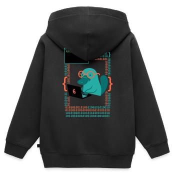 Future Genius 6 Schnabeltier - Kinder Premium Organic Zip Hoodie - Schwarz - Hinten - AI Model Kid Male (0cm)