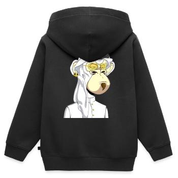 Ape mit Goldbrille - Kinder Premium Organic Zip Hoodie - Schwarz - Hinten - AI Model Kid Male (0cm)