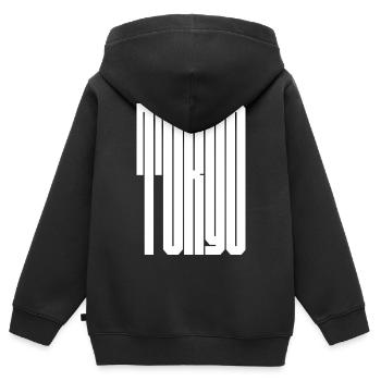 Tokio-Stadt fette Typografie - Kinder Premium Organic Zip Hoodie - Schwarz - Hinten - AI Model Kid Male (0cm)