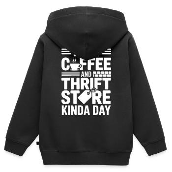Coffee Thrift Store Day - Kids Premium Organic Zip-up Hoodie - black - Back - AI Model Kid Male (0cm)