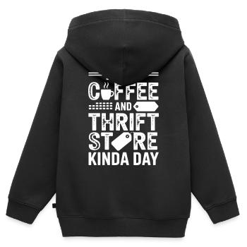 Coffee Thrift Store Day - Kids Premium Organic Zip-up Hoodie - black - Back - AI Model Kid Male (0cm)