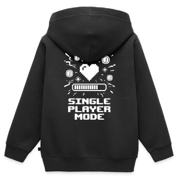 Cœur de joueur en mode solo - Sweat Premium à capuche zippé enfant bio - noir - Dos - AI Model Kid Male (0cm)