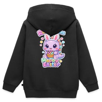Hasen Kinder Ostern Rawr Dino Happy Easter - Kinder Premium Organic Zip Hoodie - Schwarz - Hinten - AI Model Kid Male (0cm)
