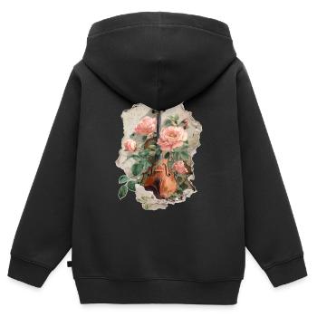 Violon Violon - Sweat Premium à capuche zippé enfant bio - noir - Dos - AI Model Kid Male (0cm)