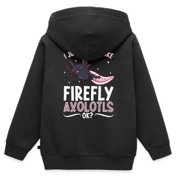 J’adore mon Luciole Axolotl - Sweat Premium à capuche zippé enfant bio - noir - Dos - AI Model Kid Male (0cm)