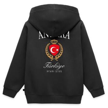 Ankara Türkei Wappen Krone – Reise Souvenir - Kinder Premium Organic Zip Hoodie - Schwarz - Hinten - AI Model Kid Male (0cm)