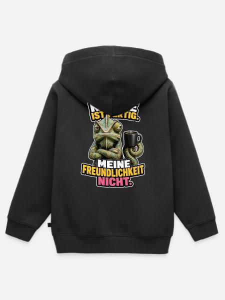 Kaffee Fertig, Freundlichkeit Nicht - Kinder Premium Organic Zip Hoodie - Schwarz