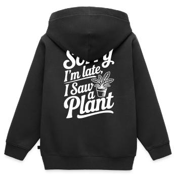 Sorry I'm Late I Saw a Plant - Sweat Premium à capuche zippé enfant bio - noir - Dos - AI Model Kid Male (0cm)