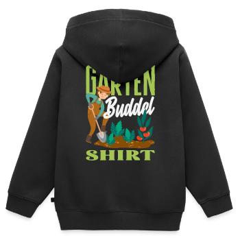 Jardinier creuseur de jardin - Sweat Premium à capuche zippé enfant bio - noir - Dos - AI Model Kid Male (0cm)