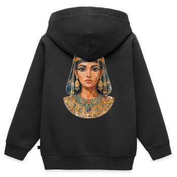 Cléopâtre - Reine d’Égypte (fresque) - Sweat Premium à capuche zippé enfant bio - noir - Dos - AI Model Kid Male (0cm)