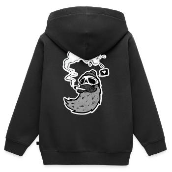 Crâne de surfeur – Crâne avec vague et cœur - Sweat Premium à capuche zippé enfant bio - noir - Dos - AI Model Kid Male (0cm)