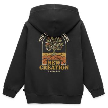 New Creation 2 Kor 5:17 Vintage Wiedergeburt - Kinder Premium Organic Zip Hoodie - Schwarz - Hinten - AI Model Kid Male (0cm)