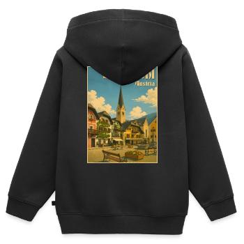 Bad Ischl Austria - Kinder Premium Organic Zip Hoodie - Schwarz - Hinten - AI Model Kid Male (0cm)