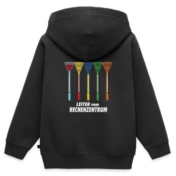 Leiter vom Rechenzentrum Gartenoutfit Gartenarbeit - Kinder Premium Organic Zip Hoodie - Schwarz - Hinten - AI Model Kid Male (0cm)