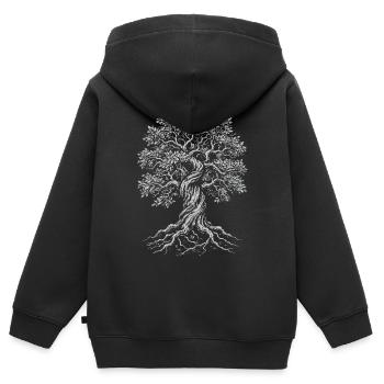 Verdrehte Eiche des Lebens - Kinder Premium Organic Zip Hoodie - Schwarz - Hinten - AI Model Kid Male (0cm)