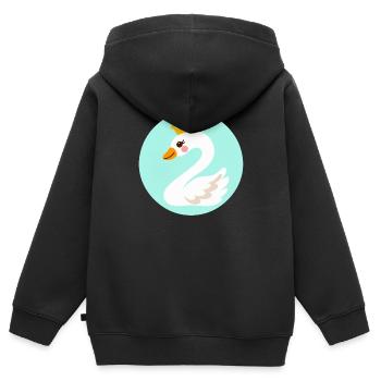 Niedlicher Schwan in Form einer 2 - Kinder Premium Organic Zip Hoodie - Schwarz - Hinten - AI Model Kid Male (0cm)