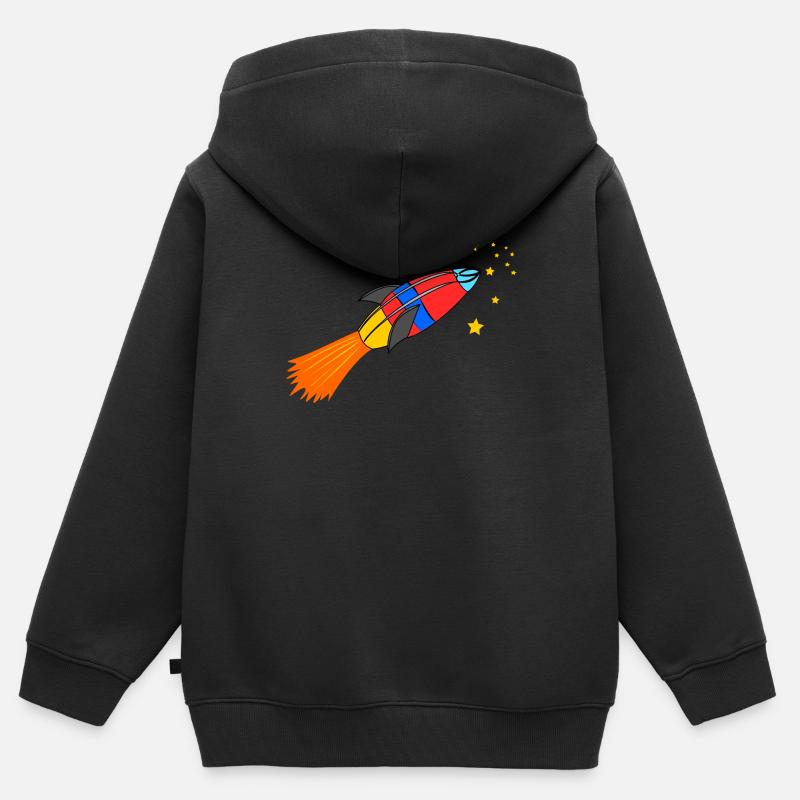 fusée - Sweat Premium à capuche zippé enfant bio - noir