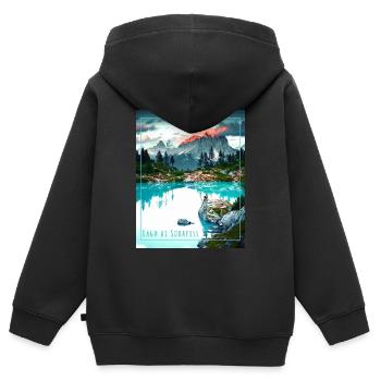Lago di Sorapiss,Dolomites,lac,paysage - Sweat Premium à capuche zippé enfant bio - noir - Dos - AI Model Kid Male (0cm)
