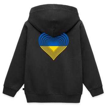 Ukraine - Kinder Premium Organic Zip Hoodie - Schwarz - Hinten - AI Model Kid Male (0cm)