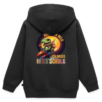 Einschulung 2023 Schulkind Dino Rakete Schultüte - Kinder Premium Organic Zip Hoodie - Schwarz - Hinten - AI Model Kid Male (0cm)