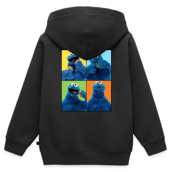 Sesamstraße Krümelmonster Posen - Kinder Premium Organic Zip Hoodie - Schwarz - Hinten - AI Model Kid Male (0cm)