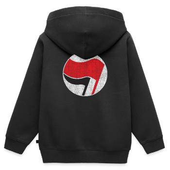 Antifaschistisch - Kinder Premium Organic Zip Hoodie - Schwarz - Hinten - AI Model Kid Male (0cm)