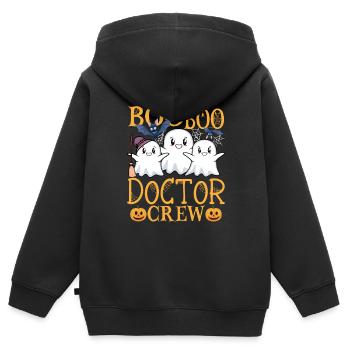 Doktor uu Lustig Doktor - Kinder Premium Organic Zip Hoodie - Schwarz - Hinten - AI Model Kid Male (0cm)