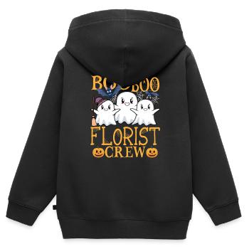 Fleuriste Fleuriste uu Drôle De Fleuriste - Sweat Premium à capuche zippé enfant bio - noir - Dos - AI Model Kid Male (0cm)