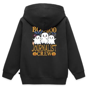 Journalist uu Lustiger Journalist - Kinder Premium Organic Zip Hoodie - Schwarz - Hinten - AI Model Kid Male (0cm)