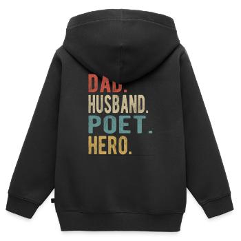 Dichter Papa Ehemann Held - Kinder Premium Organic Zip Hoodie - Schwarz - Hinten - AI Model Kid Male (0cm)