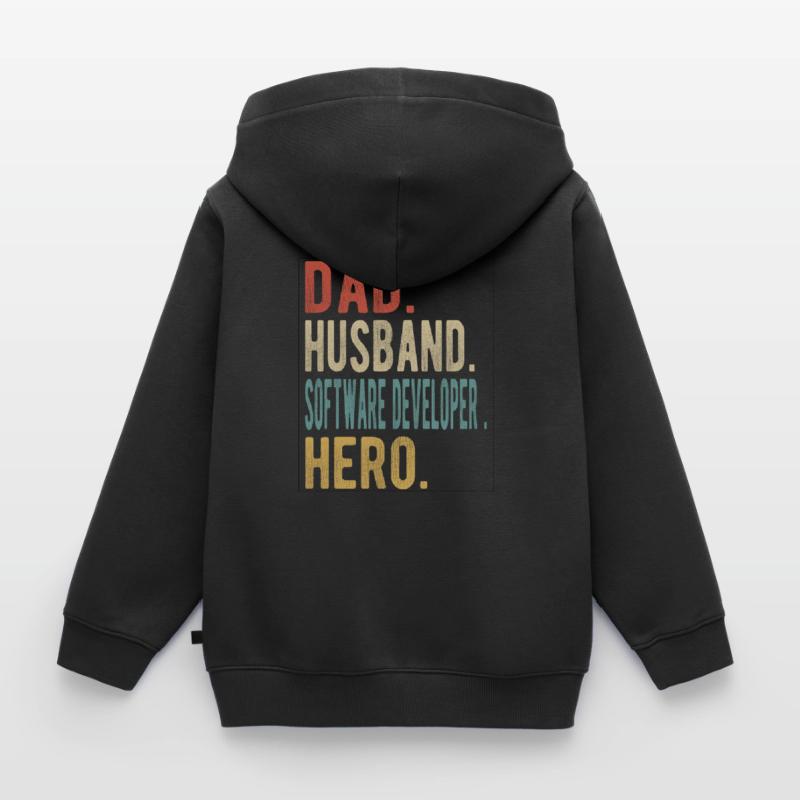 Software Developer Papa Husband Hero Kids Premium Organic Zip-up Hoodie