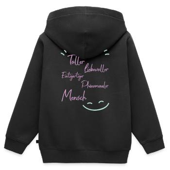 Weil du ein toller mensch bist - Kinder Premium Organic Zip Hoodie - Schwarz - Hinten - AI Model Kid Male (0cm)