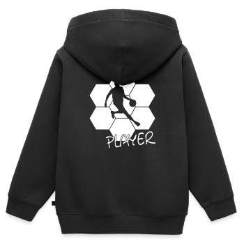 Player Basketball Streetball Bball - Kinder Premium Organic Zip Hoodie - Schwarz - Hinten - AI Model Kid Male (0cm)