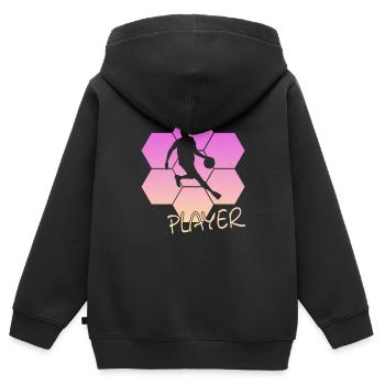 Basketball - Kinder Premium Organic Zip Hoodie - Schwarz - Hinten - AI Model Kid Male (0cm)