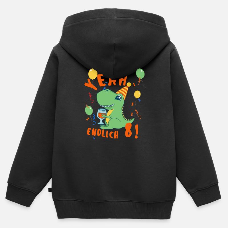 Yeah Dino endlich 8 - Kinder Premium Organic Zip Hoodie - Schwarz