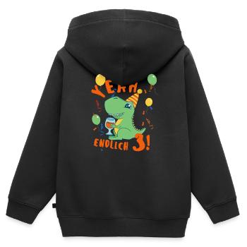 Yeah Dino endlich 3 - Kinder Premium Organic Zip Hoodie - Schwarz - Hinten - AI Model Kid Male (0cm)