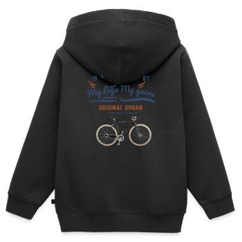 Mes jambes Mes vitesses - Mes jambes Mes cours - Sweat Premium à capuche zippé enfant bio - noir - Dos - AI Model Kid Male (0cm)