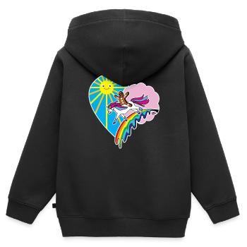 kidscontest Kinder Herz Einhorn Lebkuchenmann - Kinder Premium Organic Zip Hoodie - Schwarz - Hinten - AI Model Kid Male (0cm)