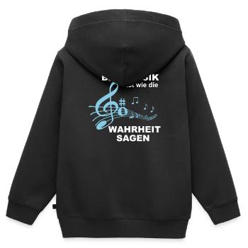 La musique en laiton est comme dire la vérité! - Cadeau - Sweat Premium à capuche zippé enfant bio - noir - Dos - AI Model Kid Male (0cm)