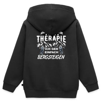 Bergsteigen - Kinder Premium Organic Zip Hoodie - Schwarz - Hinten - AI Model Kid Male (0cm)