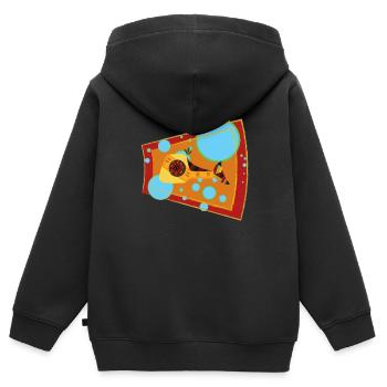 Lachs - Kinder Premium Organic Zip Hoodie - Schwarz - Hinten - AI Model Kid Male (0cm)