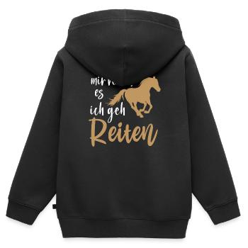Pferde Spruch - Geschenkidee für Reiterinnen - Kinder Premium Organic Zip Hoodie - Schwarz - Hinten - AI Model Kid Male (0cm)
