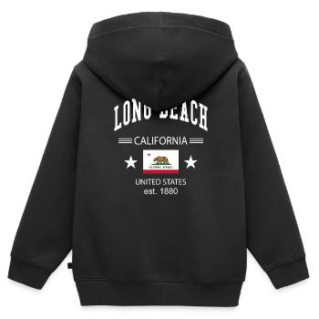 Plage de Long - Sweat Premium à capuche zippé enfant bio - noir - Dos - AI Model Kid Male (0cm)