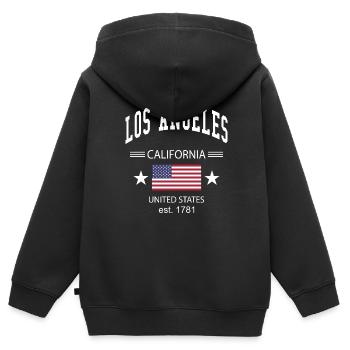 Los Angeles - Sweat Premium à capuche zippé enfant bio - noir - Dos - AI Model Kid Male (0cm)