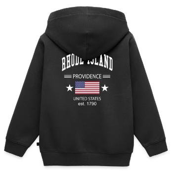 Rhode Island - Sweat Premium à capuche zippé enfant bio - noir - Dos - AI Model Kid Male (0cm)