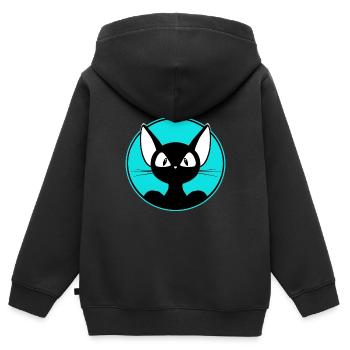 coole Katze, süße Katze, Sticker, Shirt, T-Shirt - Kinder Premium Organic Zip Hoodie - Schwarz - Hinten - AI Model Kid Male (0cm)